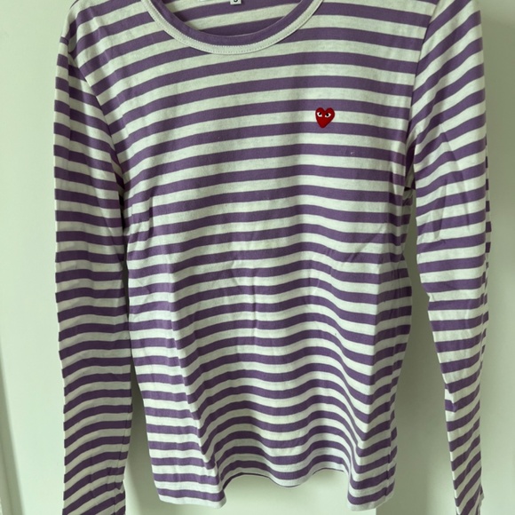 Comme des Garçons Play Striped Crew Neck Top Purple - Picture 4 of 7